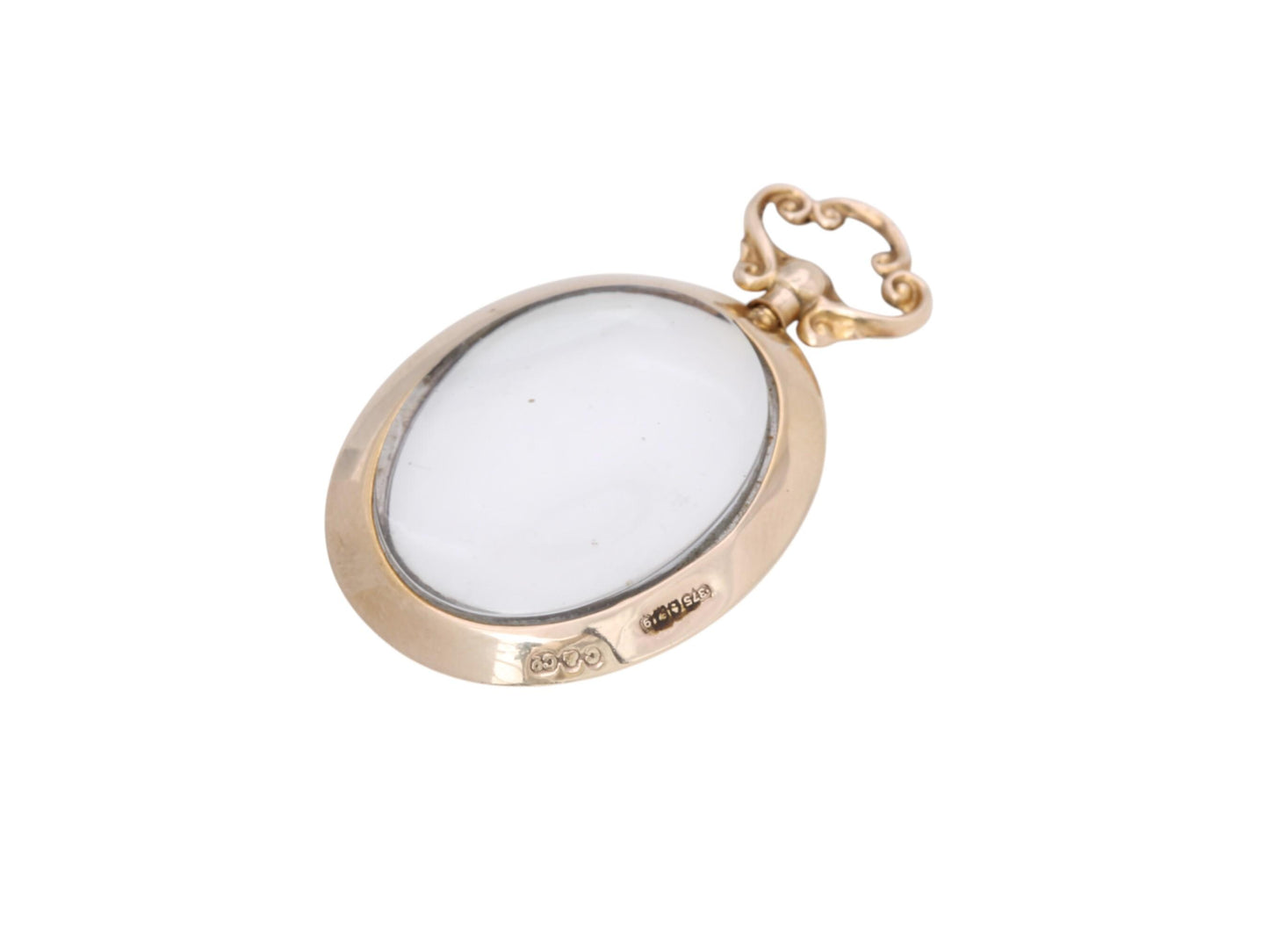 Antique 9ct Gold Glass Pendant Locket