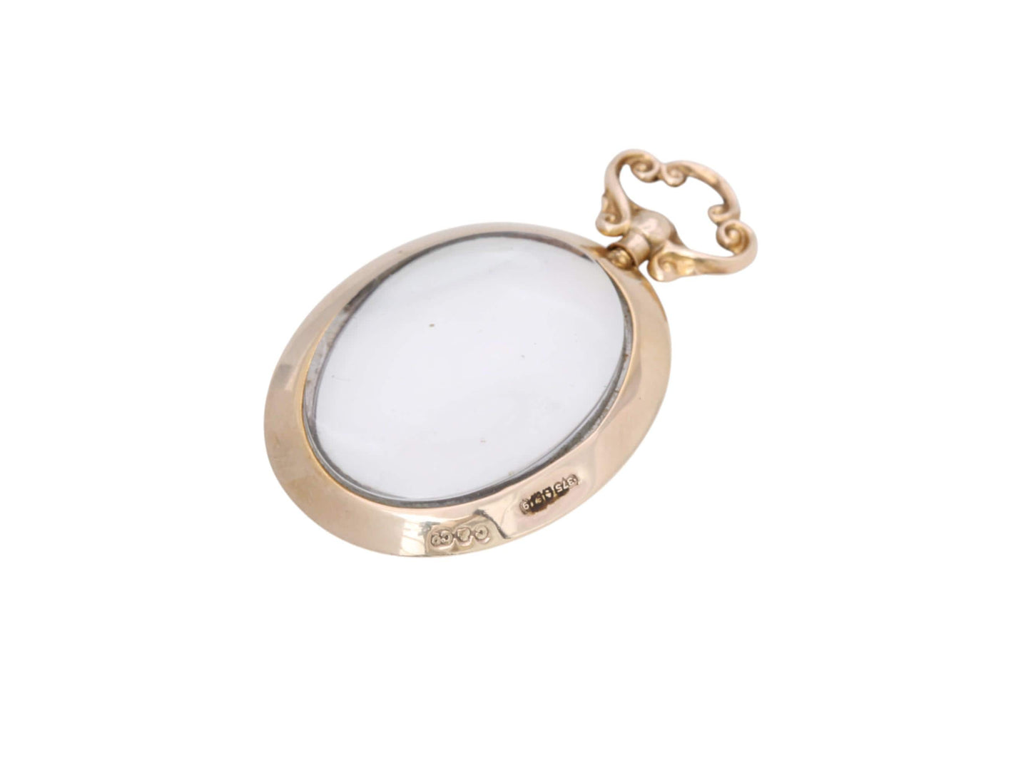Antique 9ct Gold Glass Pendant Locket