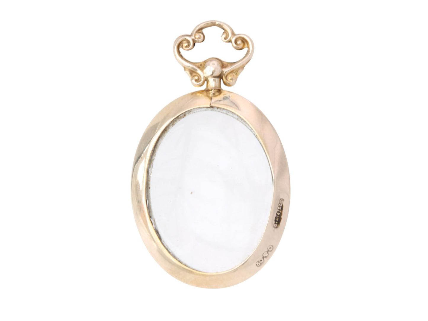 Antique 9ct Gold Glass Pendant Locket