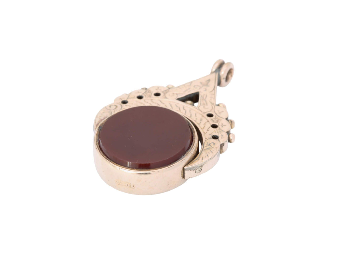Antique 10ct Gold Carnelian Bloodstone Spinner Pendant