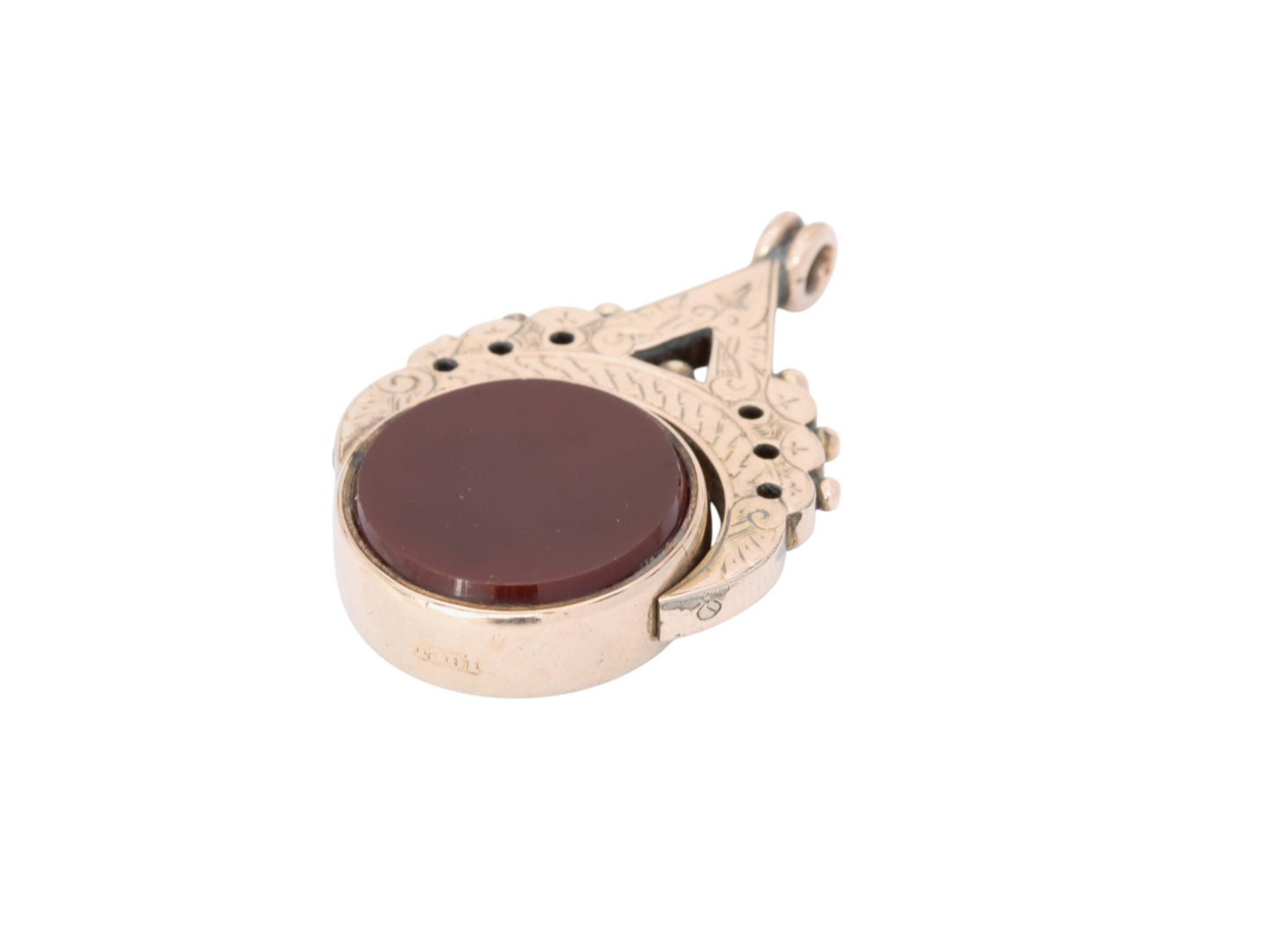 Antique 10ct Gold Carnelian Bloodstone Spinner Pendant