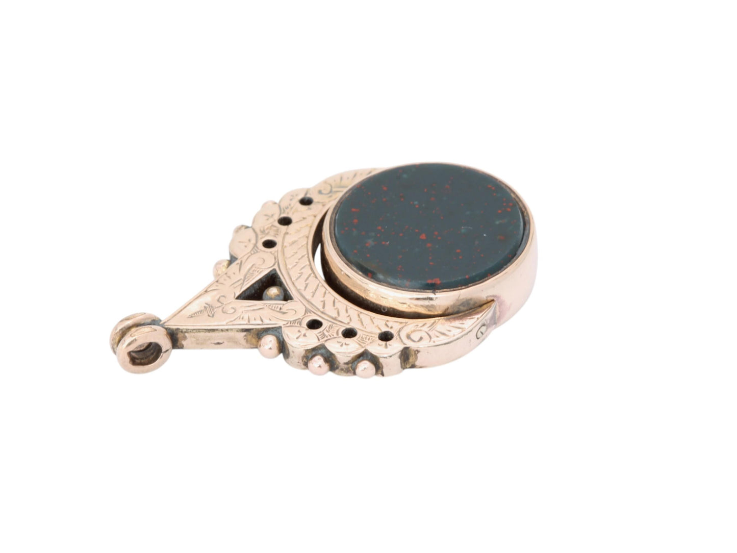 Antique 10ct Gold Carnelian Bloodstone Spinner Pendant