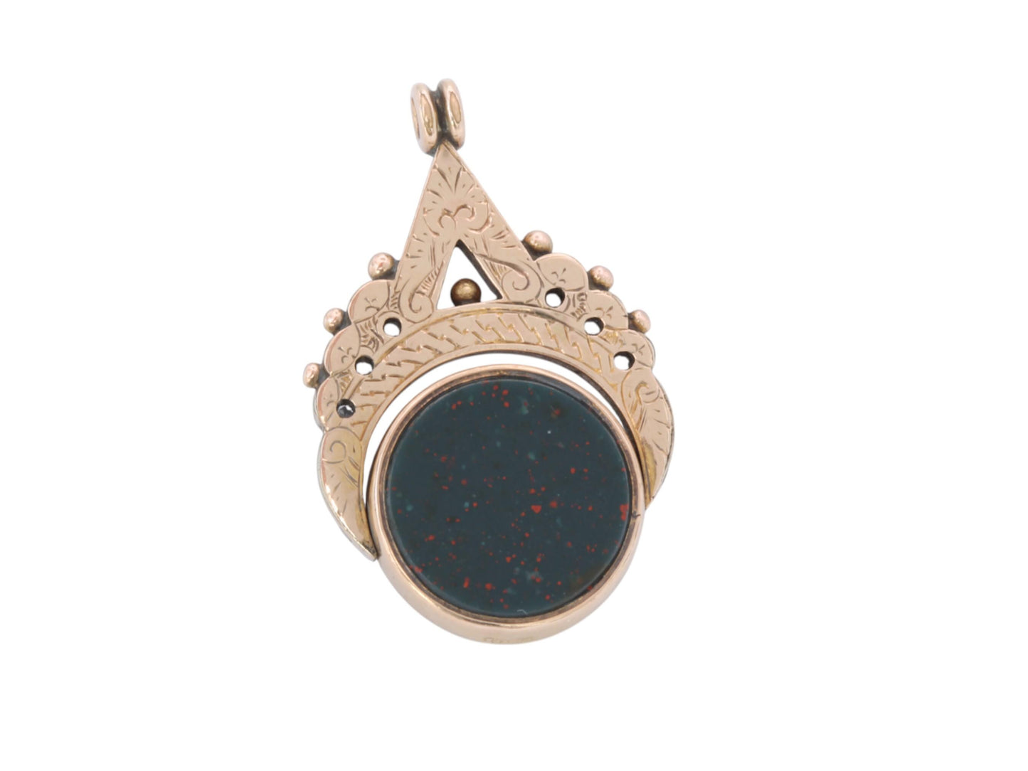 Antique 10ct Gold Carnelian Bloodstone Spinner Pendant