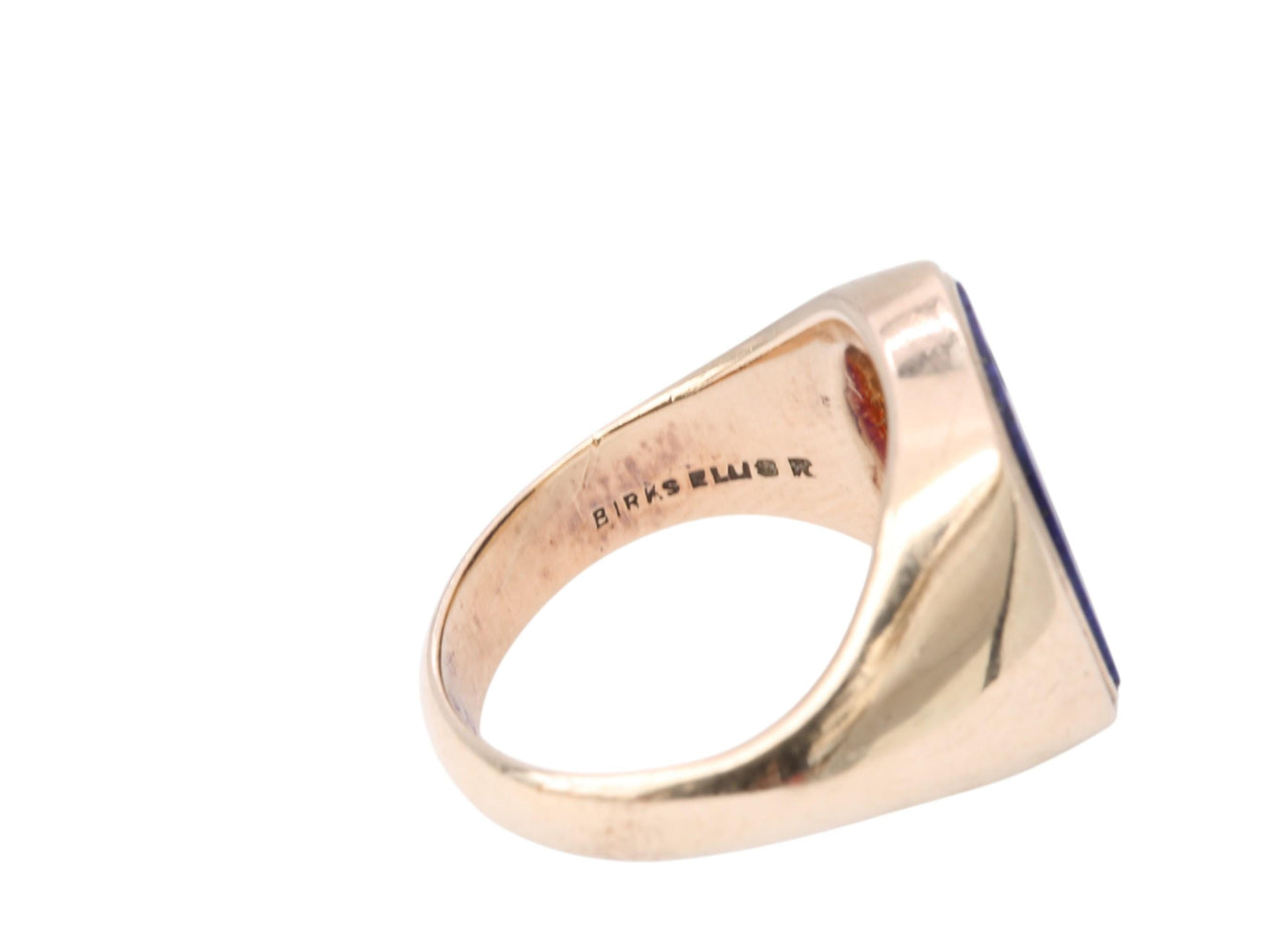 Antique 14ct Gold Lapis Lazuli Lion Intaglio Signet Ring - Birks c.1910