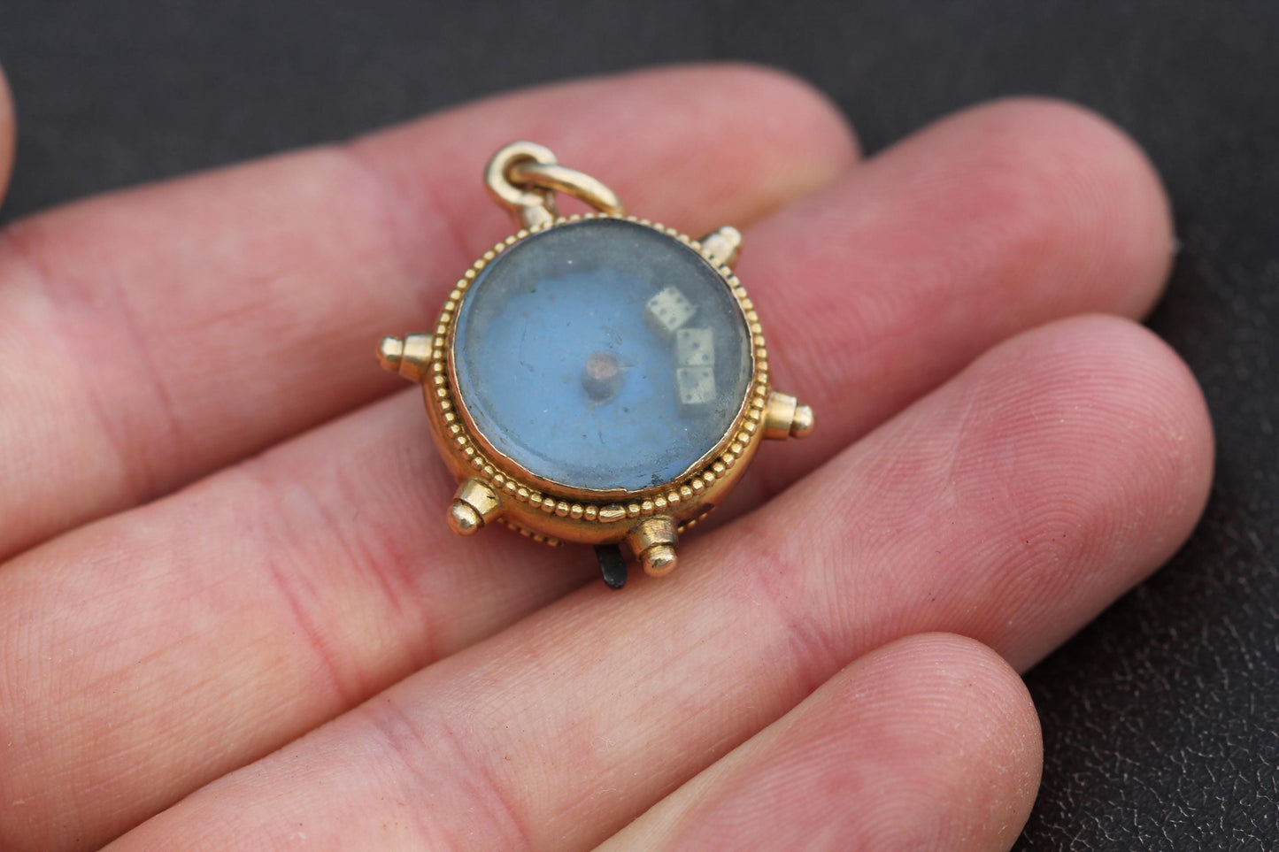 Antique 15ct Gold Dice Gambling Roulette Pendant Fob