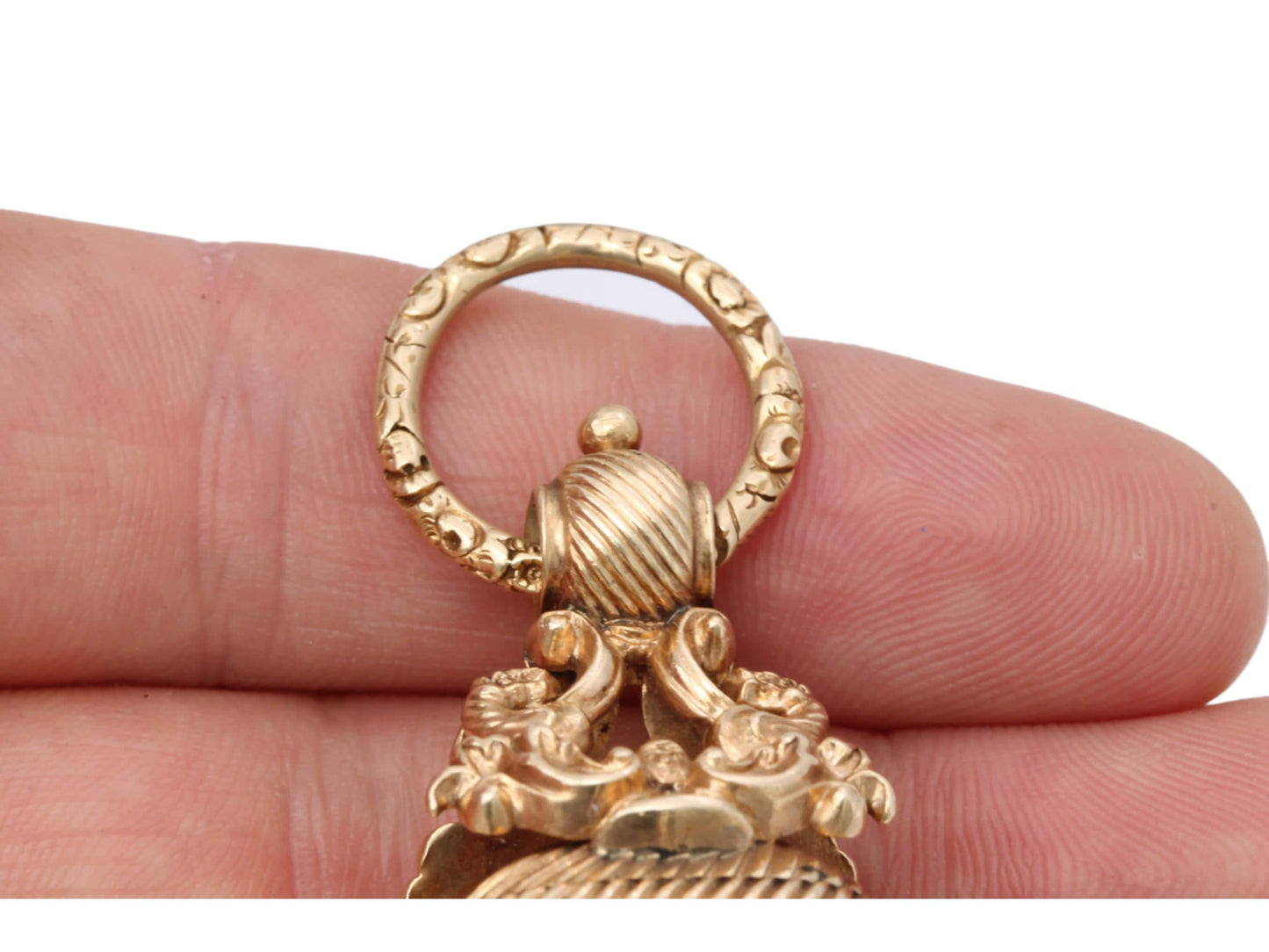 Antique 15ct Gold Carnelian Dragon Intaglio Crested Seal With Split Ring