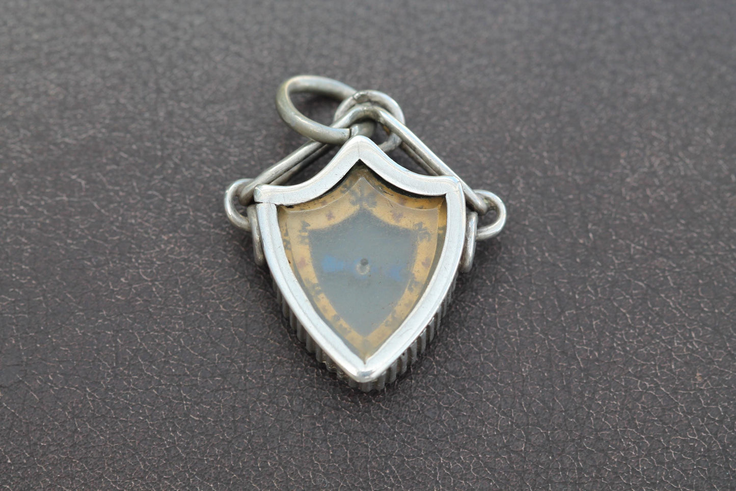 Antique Sterling Silver Shield Shaped Compass Pendant