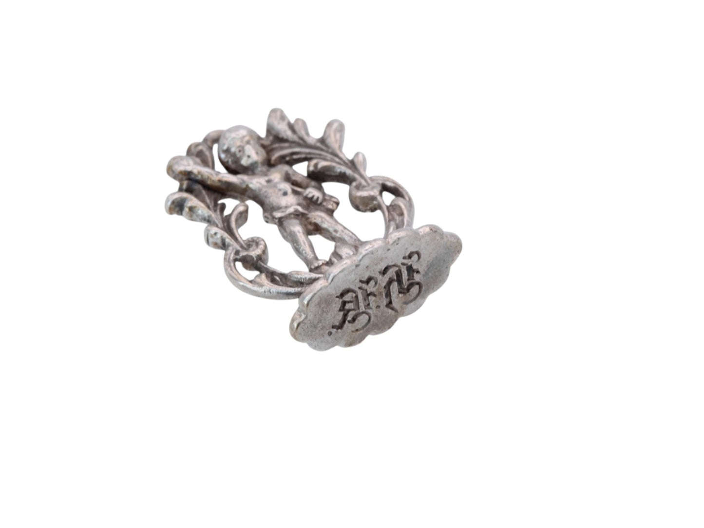 Antique Sterling Silver Cupid Love Arrow Pendant Seal