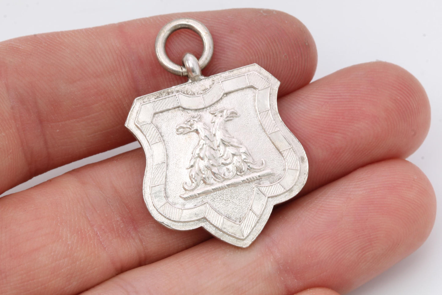 Antique Sterling Silver Griffin Pendant Fob, Mappin & Webb