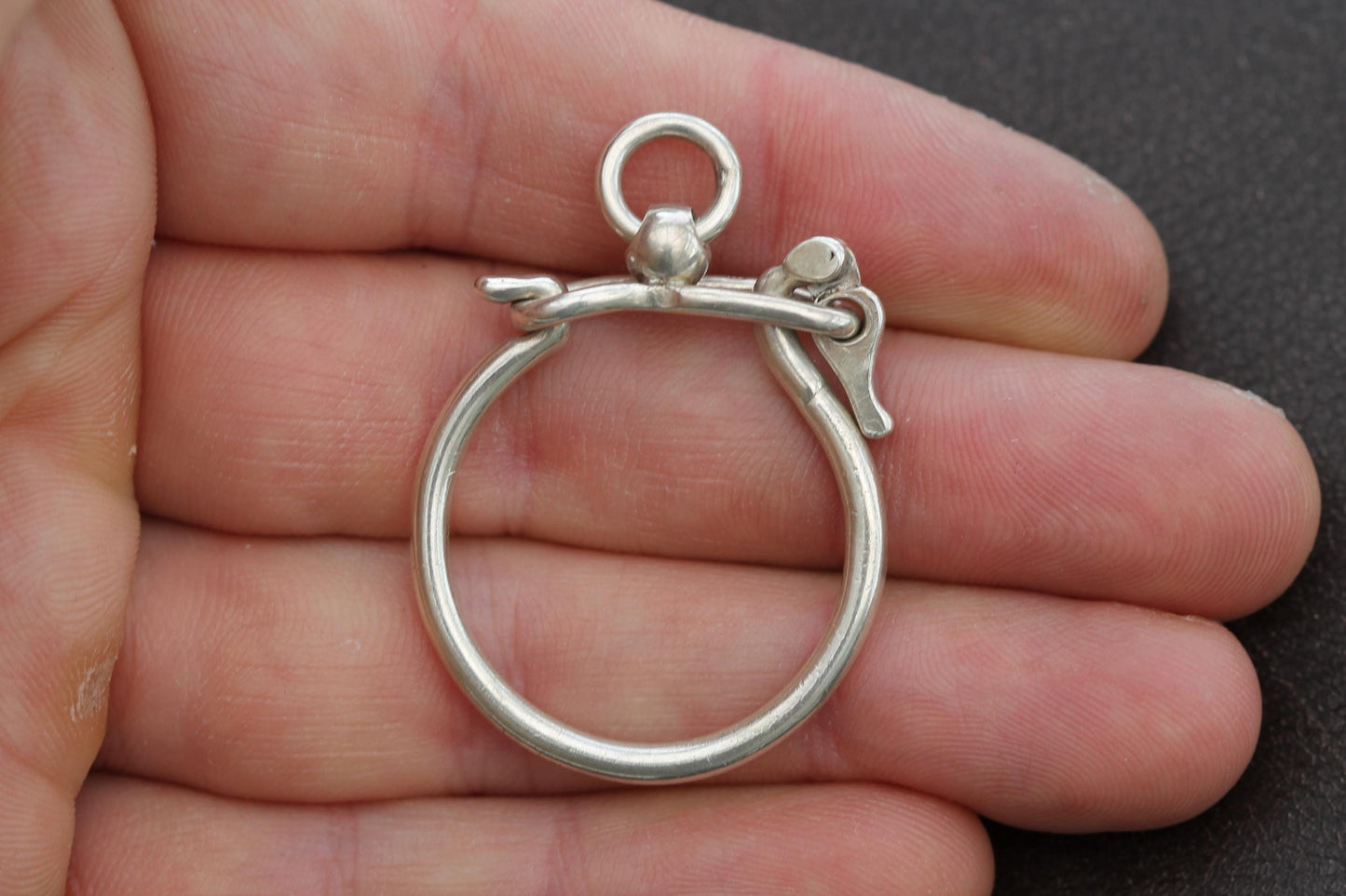 Antique Sterling Silver Large Clasp Fastener, 1908