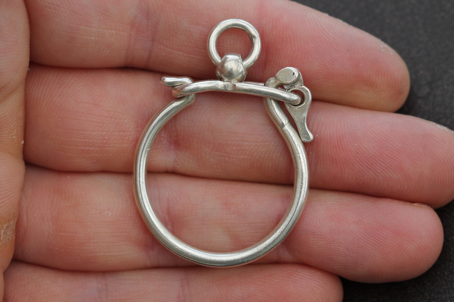 Antique Sterling Silver Large Clasp Fastener, 1908
