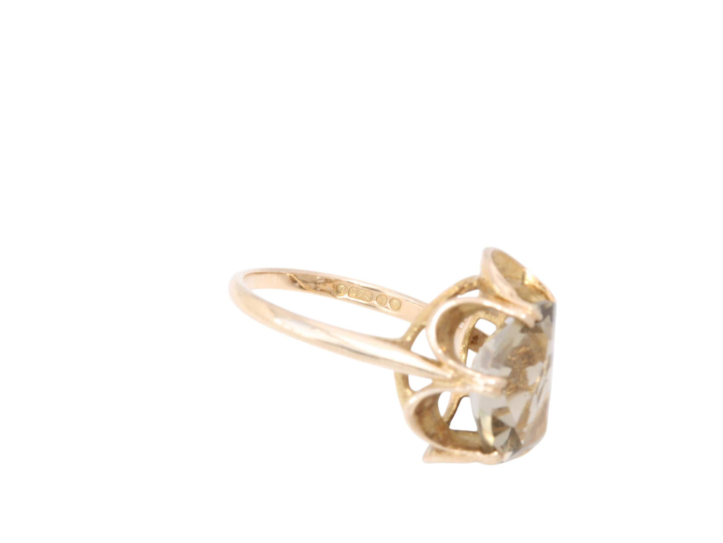 Vintage 9ct Gold Citrine Cocktail Ring, 1971