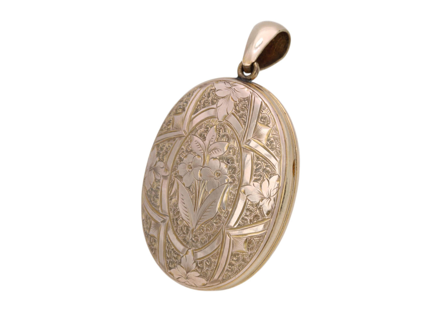 Antique 9ct Gold Large Chased Forget Me Not Locket
