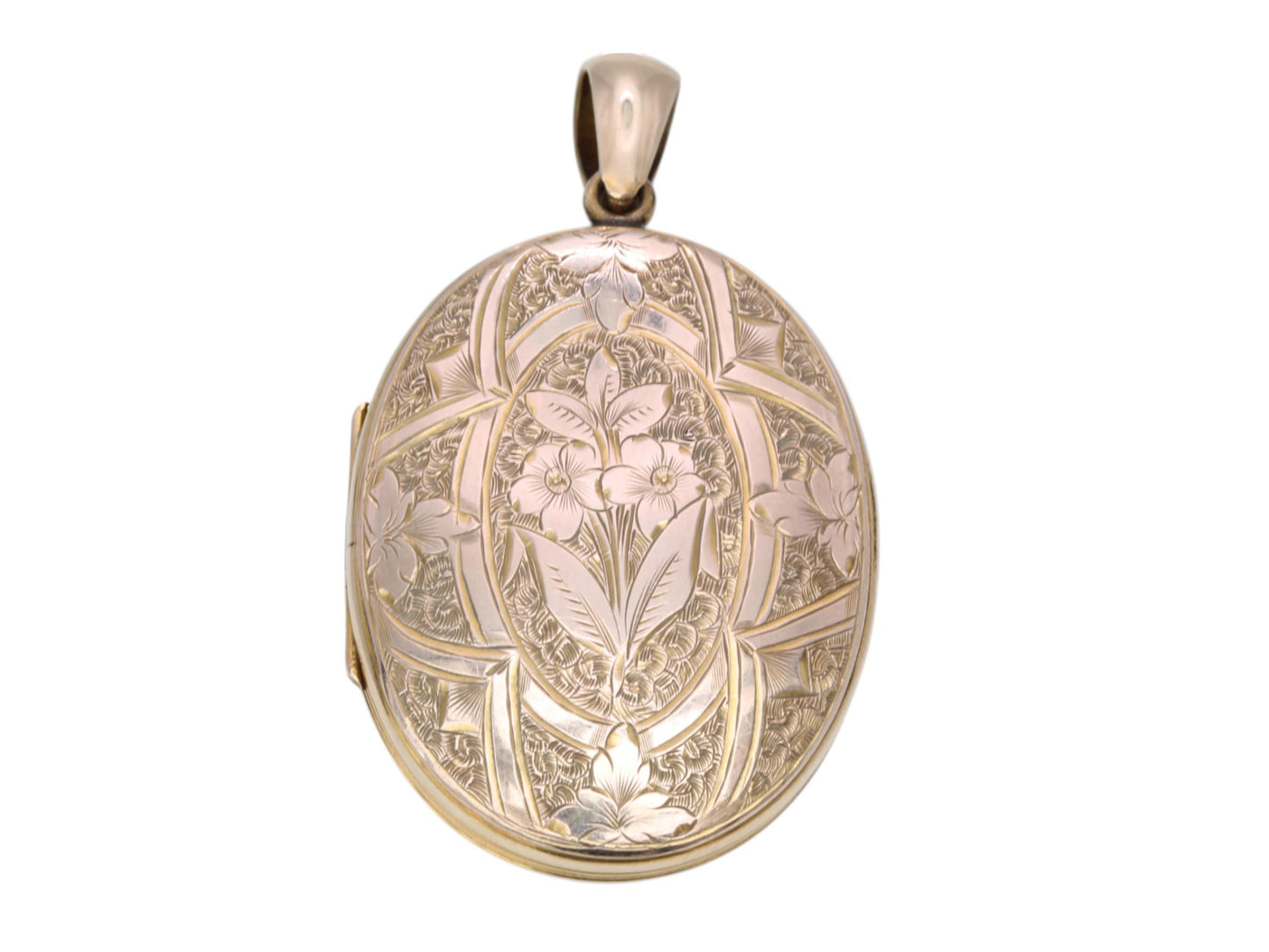 Antique 9ct Gold Large Chased Forget Me Not Locket