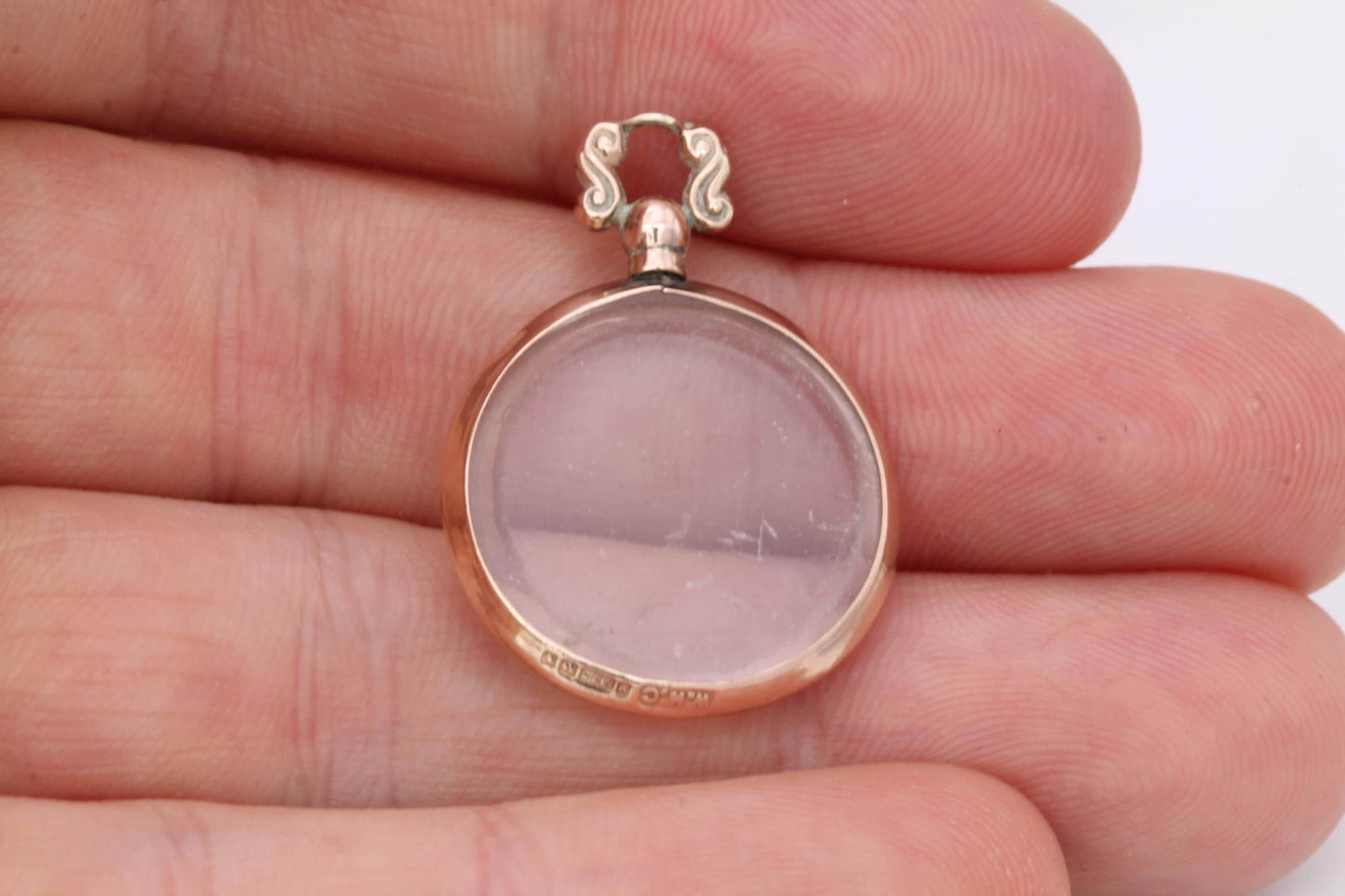 Antique 9ct Gold Small Glass Open Face Locket