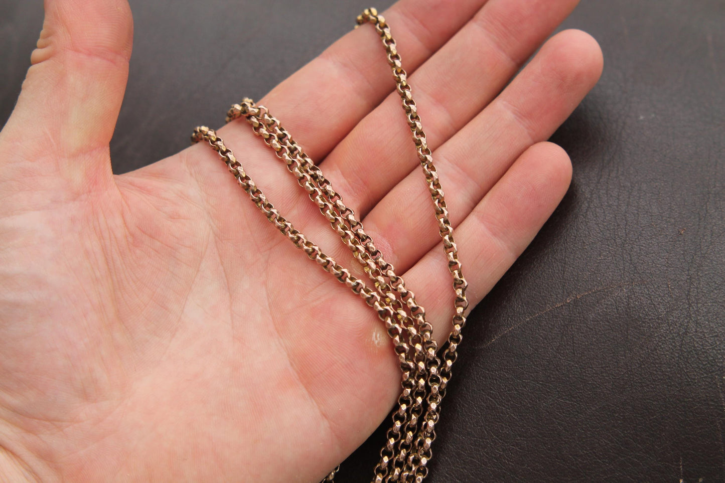 Antique 9ct Rolled Gold Faceted Belcher Long Guard, 55"