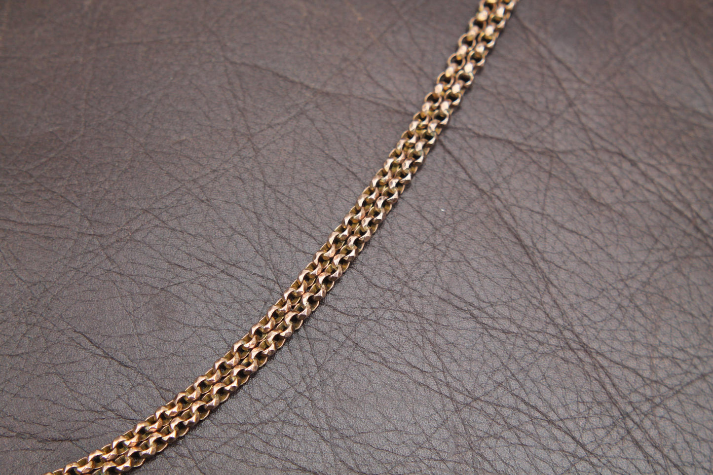 Antique 9ct Rolled Gold Faceted Belcher Long Guard, 55"