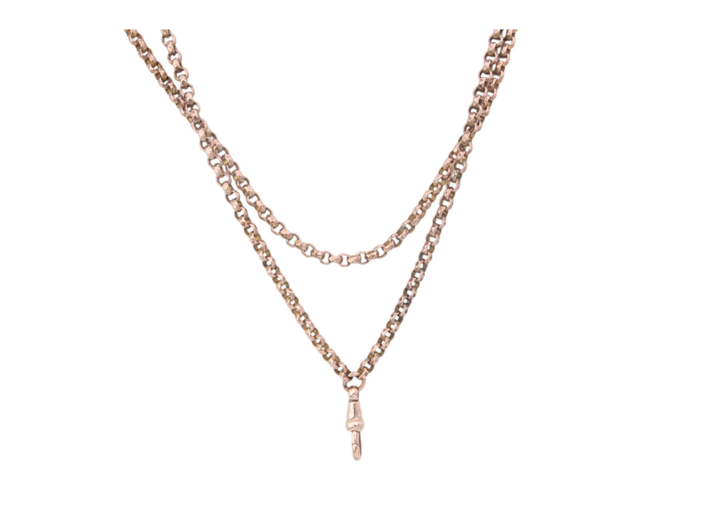 Antique 9ct Rolled Gold Faceted Belcher Long Guard, 55"