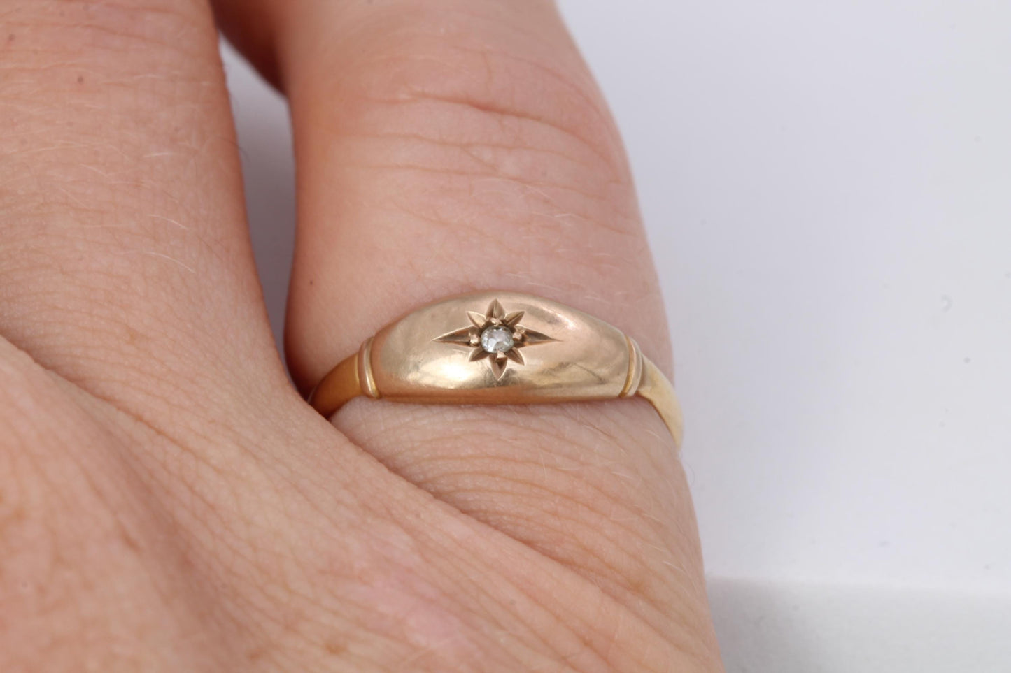 Antique 18ct Gold Diamond Gypsy Set Ring, 1864