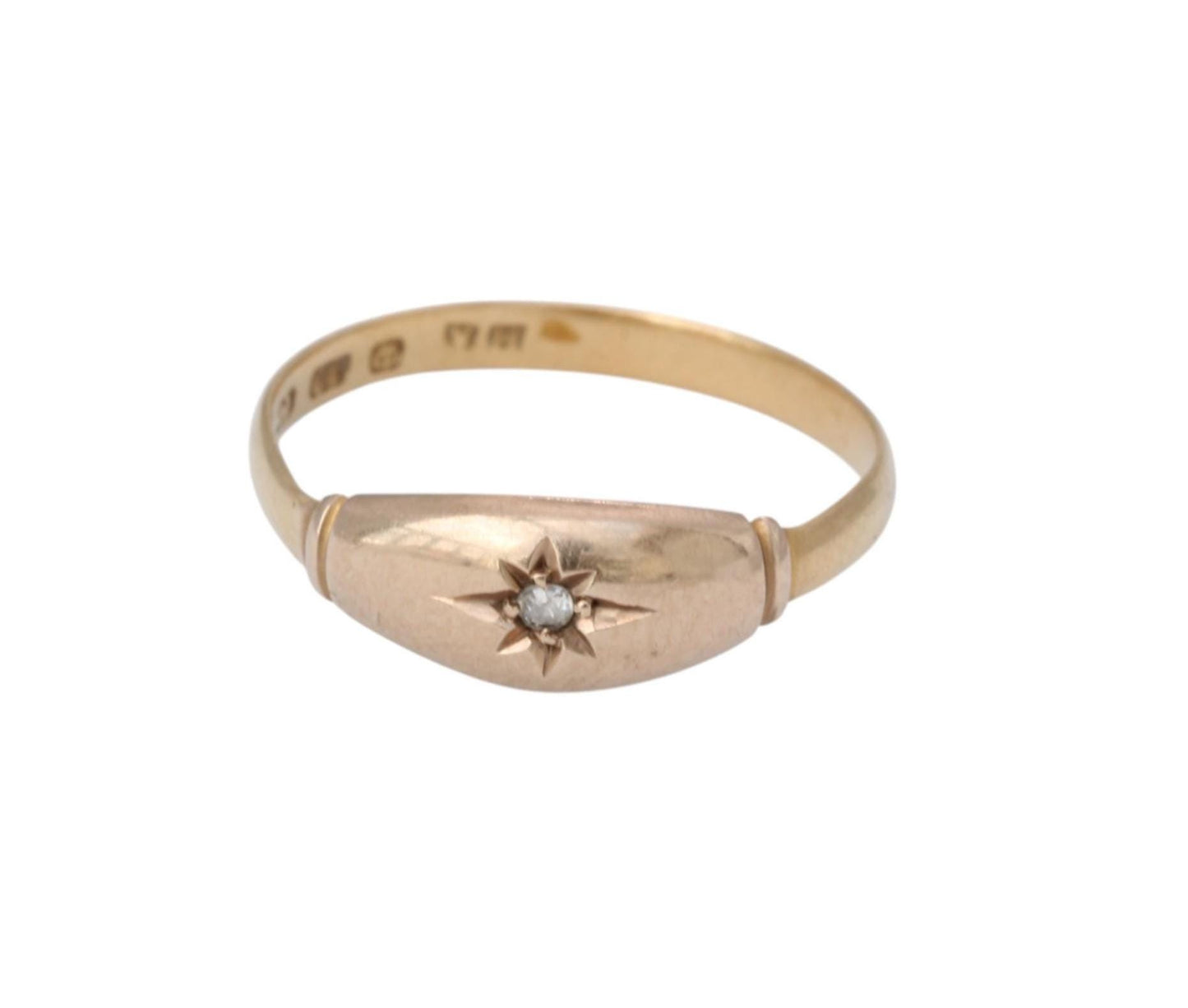 Antique 18ct Gold Diamond Gypsy Set Ring, 1864