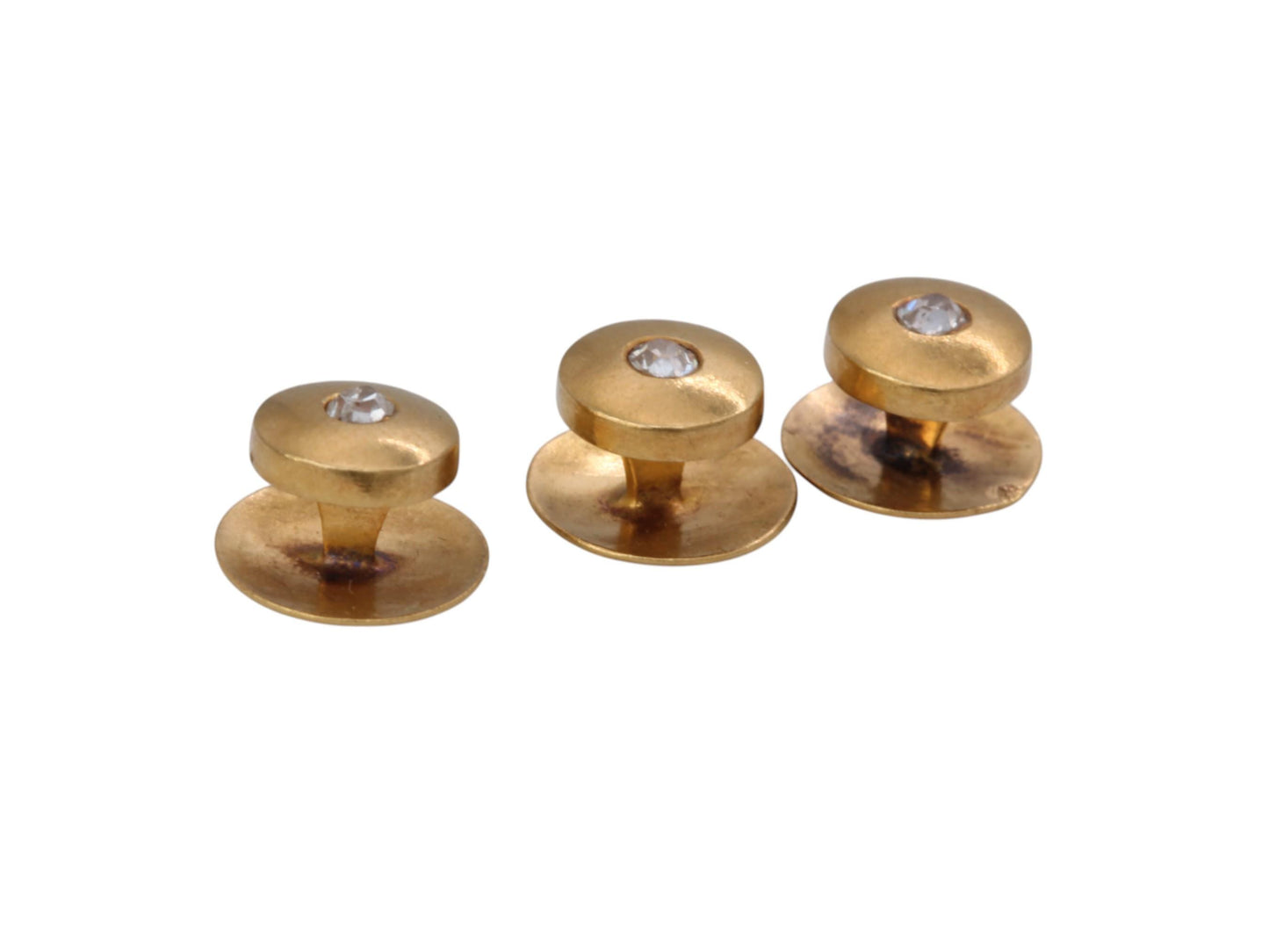 Antique French 18ct Gold Shirt Studs: Old Mine Cut Diamonds, c.1890