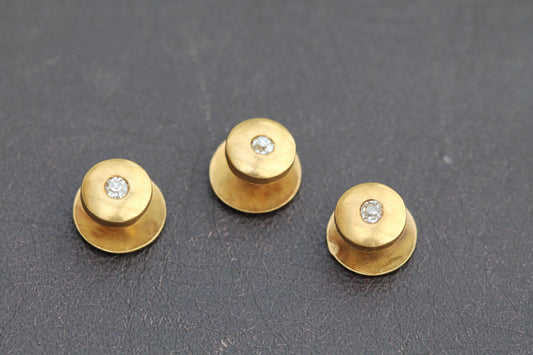 Antique French 18ct Gold Shirt Studs: Old Mine Cut Diamonds, c.1890