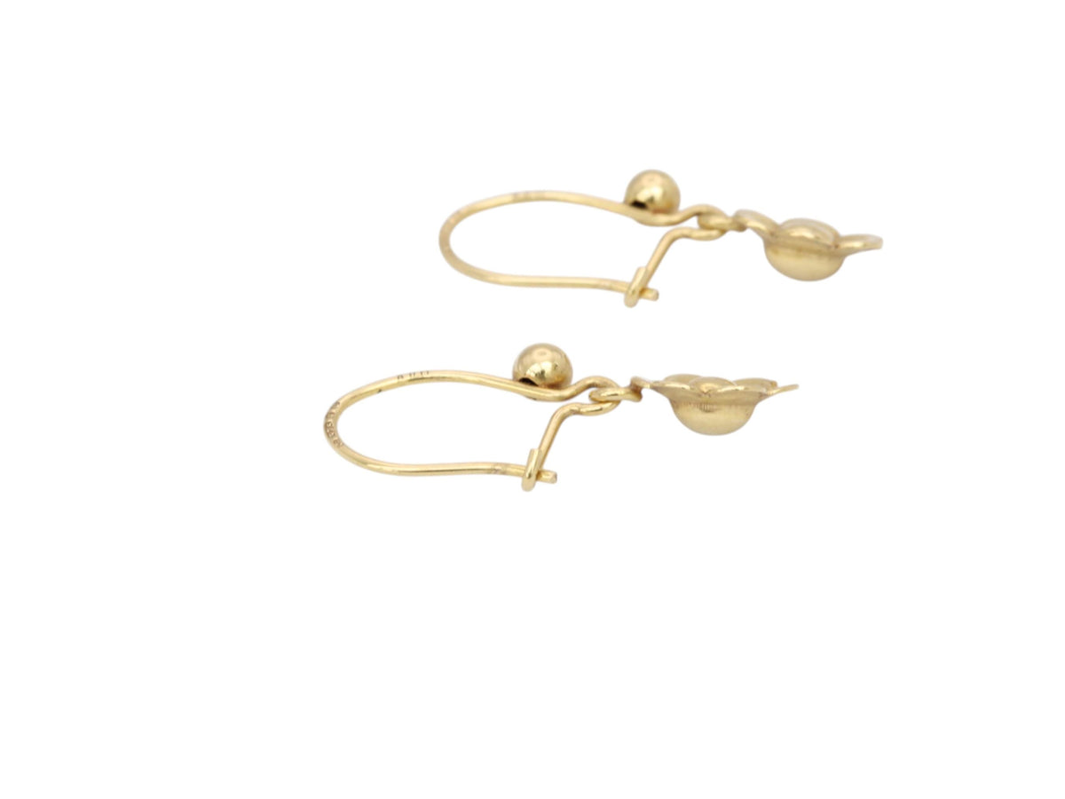 Vintage 9ct Yellow Gold Flower Drop Earrings, 1977