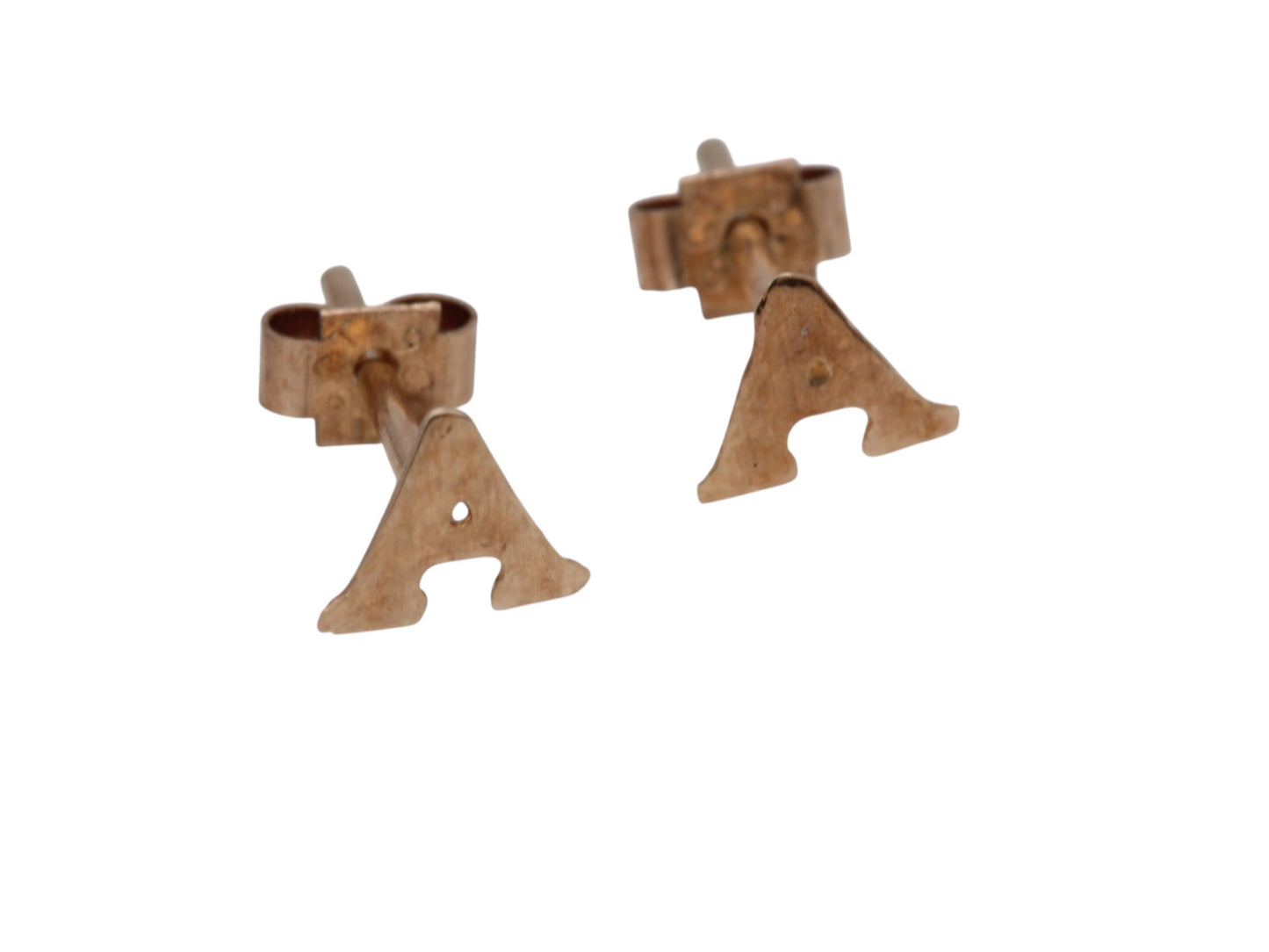 Vintage 9ct Gold Letter 'A' Earring Studs