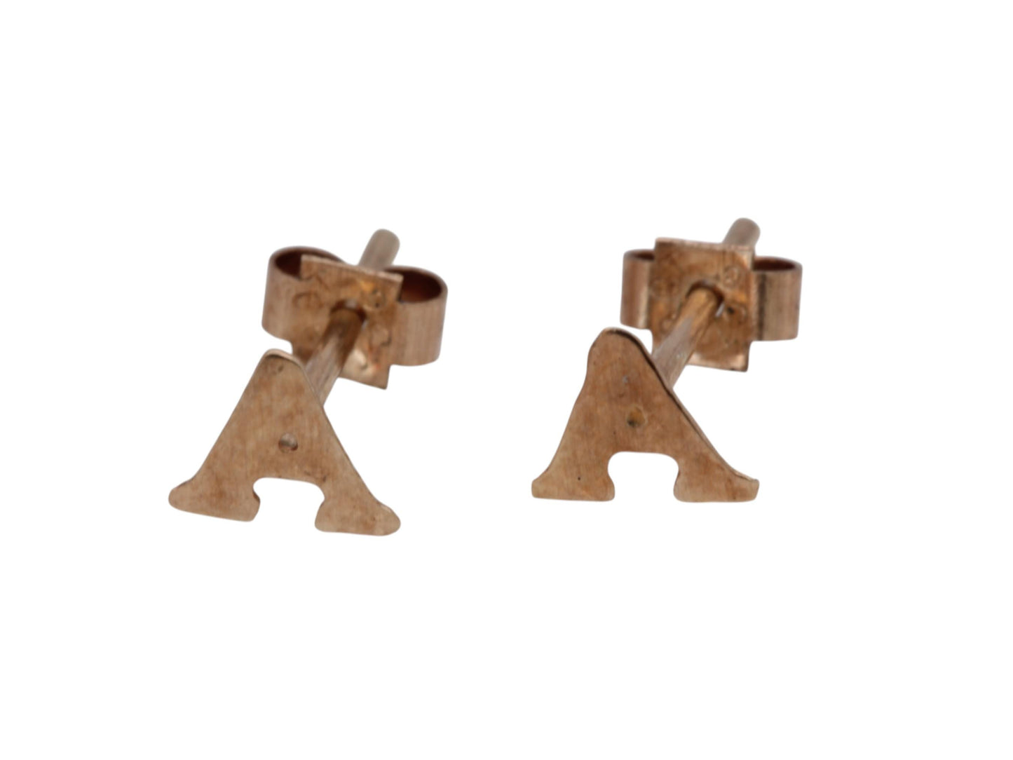 Vintage 9ct Gold Letter 'A' Earring Studs