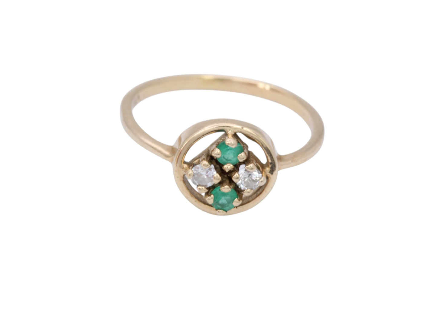 Vintage 14ct Gold Emerald & Diamond Ring