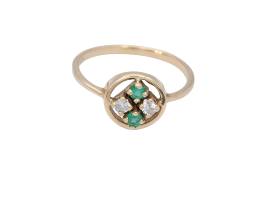 Vintage 14ct Gold Emerald & Diamond Ring