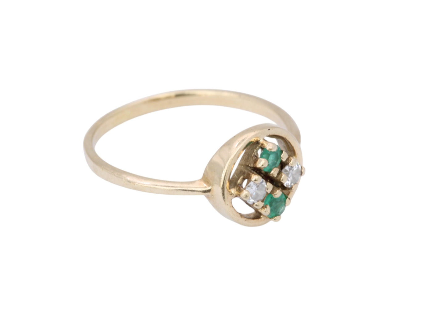 Vintage 14ct Gold Emerald & Diamond Ring