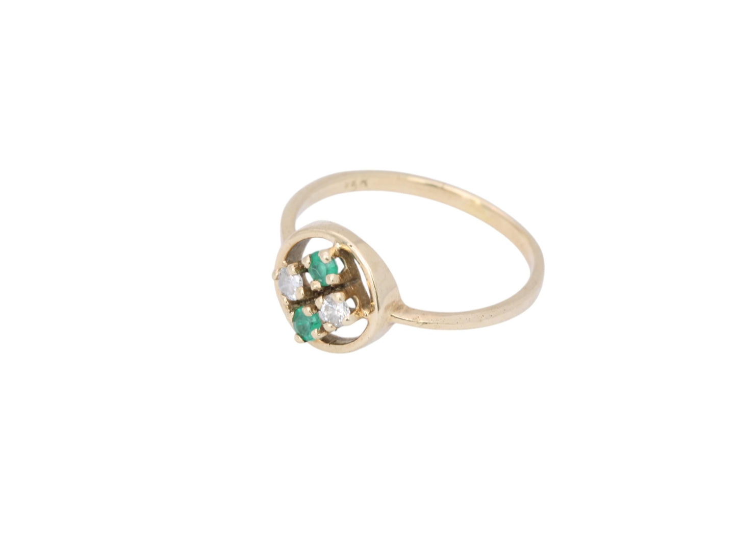 Vintage 14ct Gold Emerald & Diamond Ring