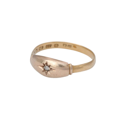 Antique 18ct Gold Diamond Gypsy Set Ring, 1864