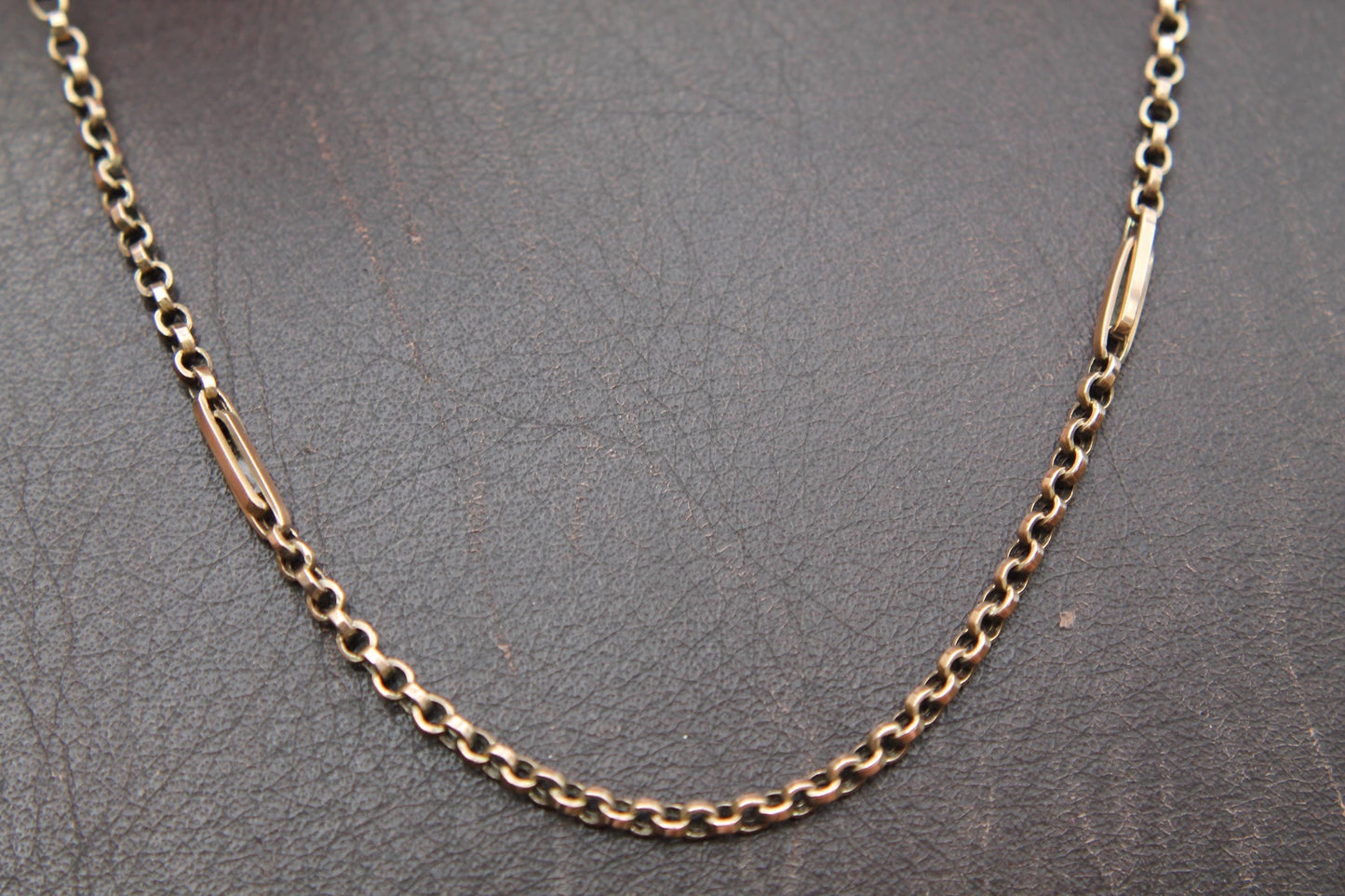 Antique 9ct Gold Necklace Fetter Links, 19.75"