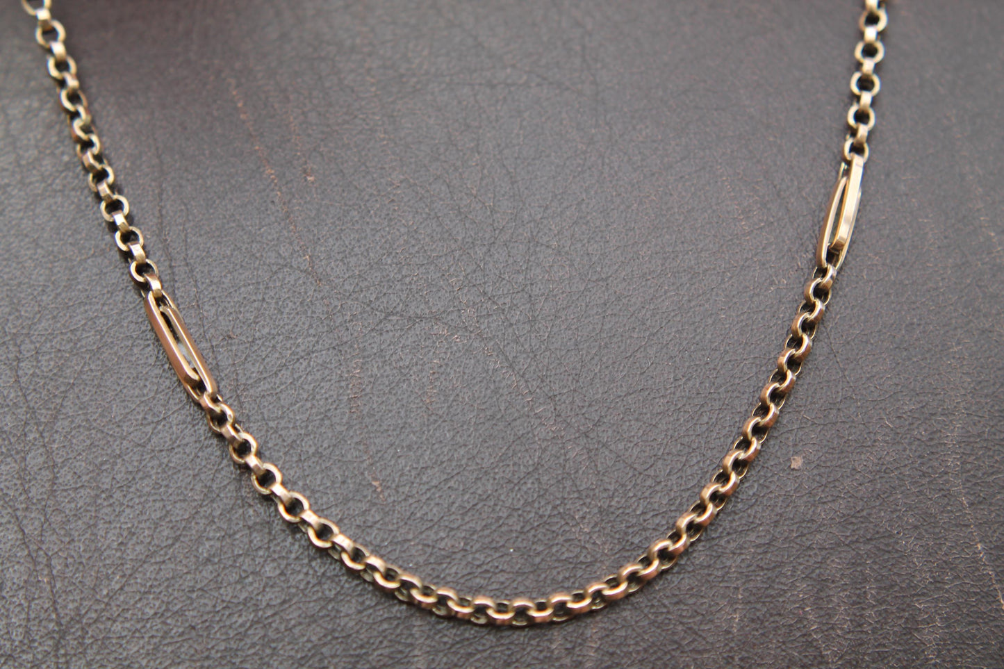 Antique 9ct Gold Necklace Fetter Links, 19.75"