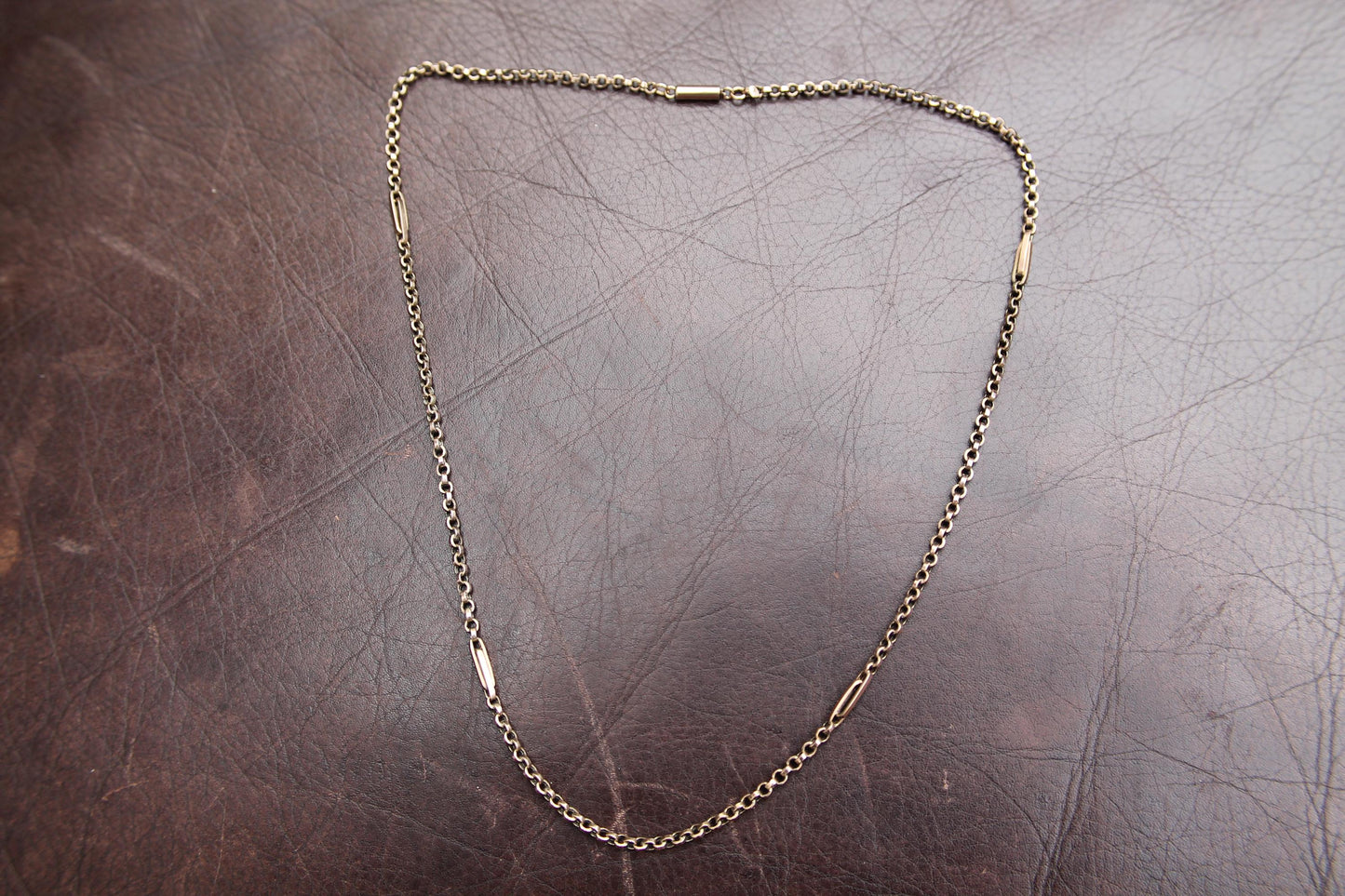 Antique 9ct Gold Necklace Fetter Links, 19.75"