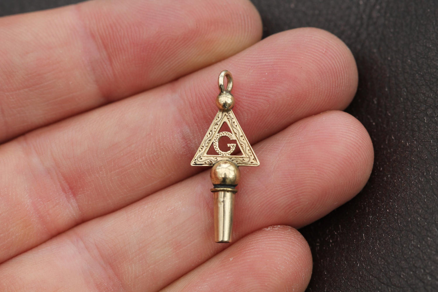 Antique 9ct Gold Masonic Watch Key Charm Pendant