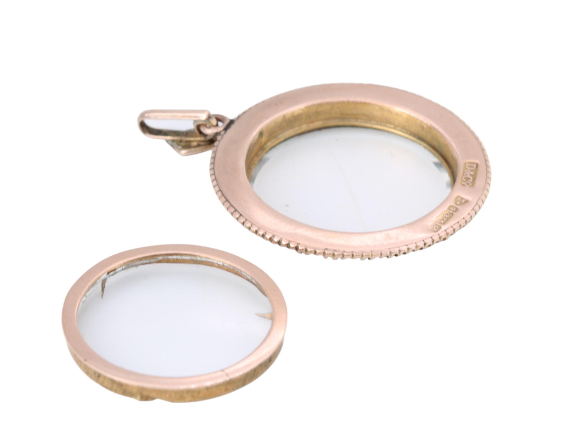 Antique-9ct-Gold-Seed-Pearl,-Glass-Locket-Pendant,-1904