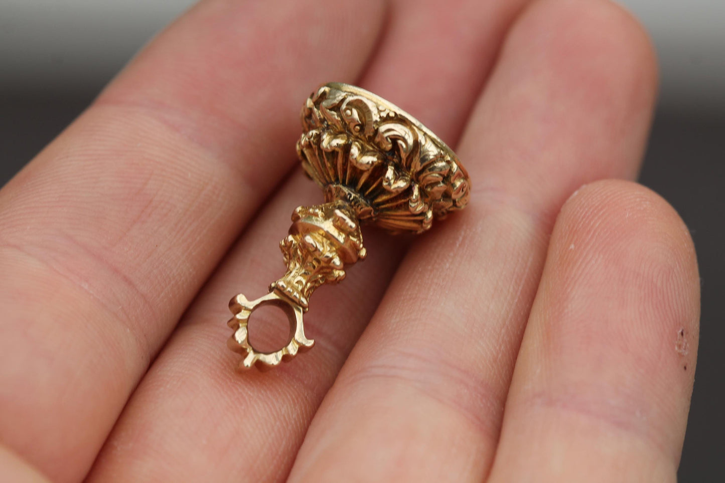 Antique 15ct Gold Seal, Bloodstone Intaglio with Ship & Motto “Such Is Life”, Victorian Sentimental Jewel c.1880