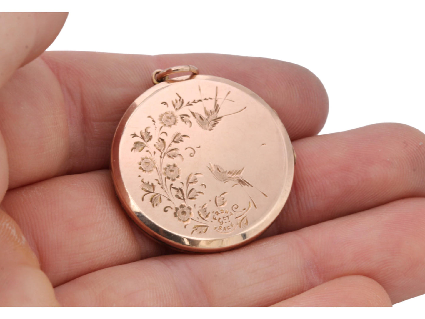 Antique 9ct Gold Bouquet Of Flowers Swallow Locket