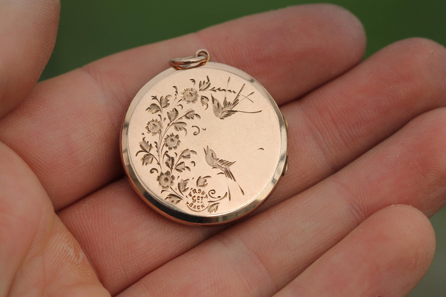 Antique 9ct Gold Bouquet Of Flowers Swallow Locket