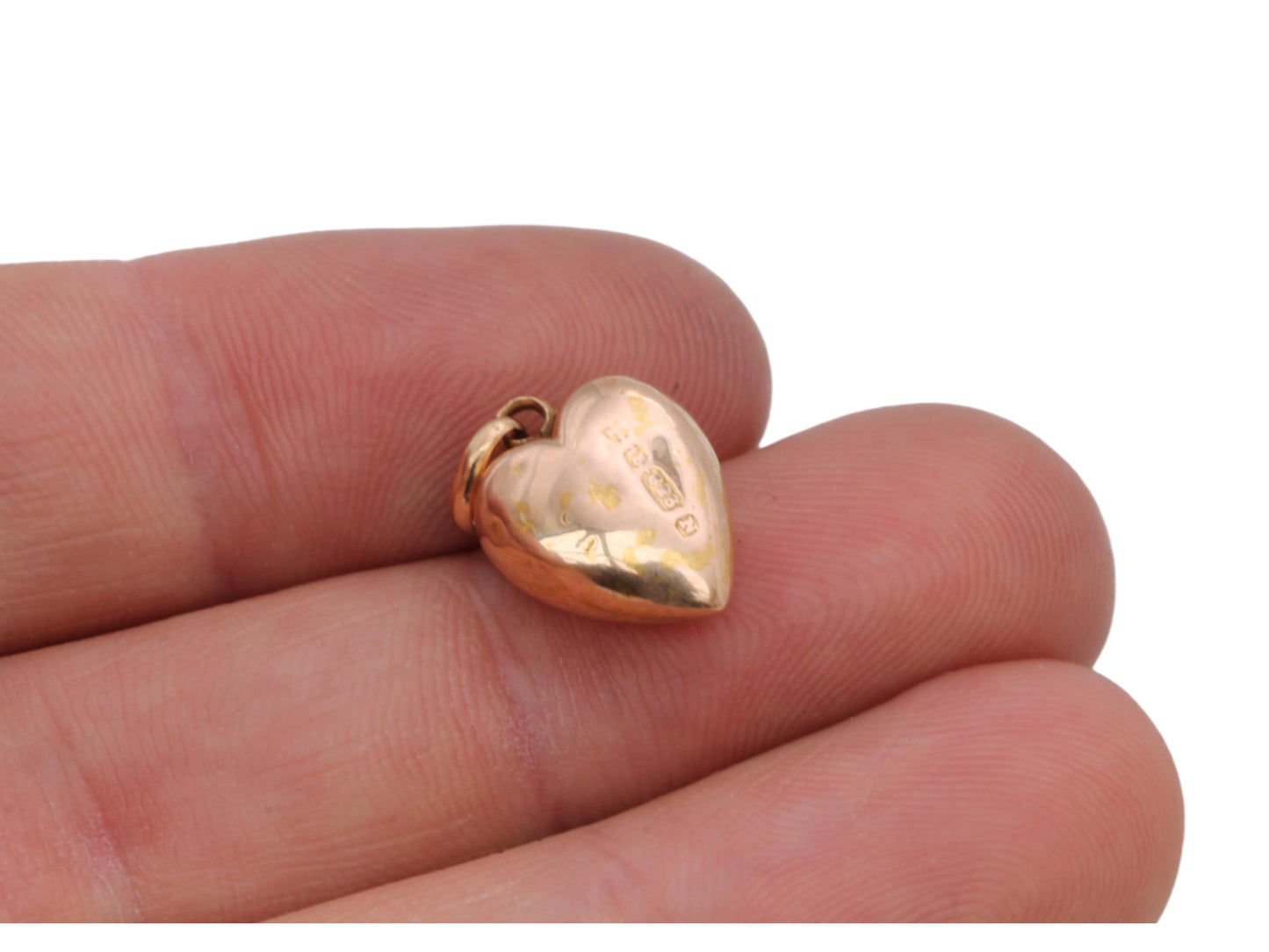 Antique 15ct Gold Lily Of The Valley Diamond Heart Charm Pendant, 1896