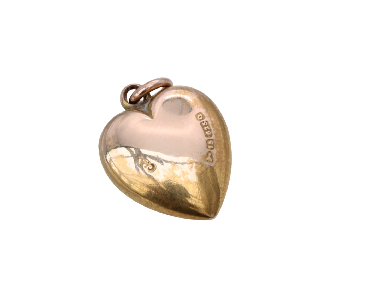 Antique 15ct Gold Decorative Flower Heart Pendant, 1899