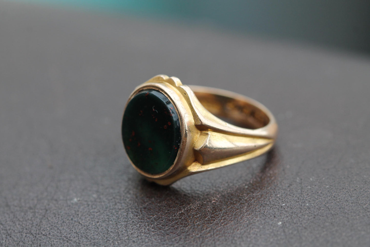 Antique 15ct Gold Bloodstone Signet Ring, 1893