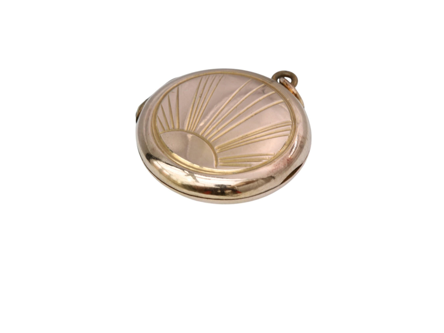 Vintage 9ct Gold Sunburst Locket, Art Deco Style c.1950