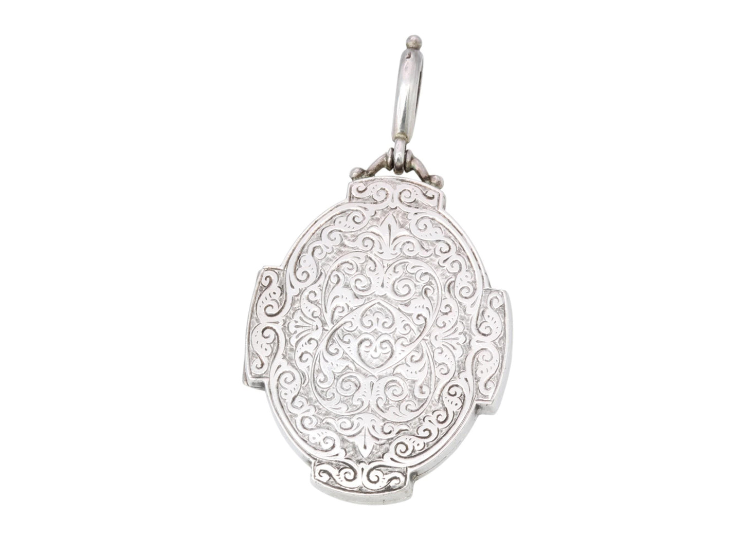 Antique Sterling Silver Large Decorative Locket, 1884