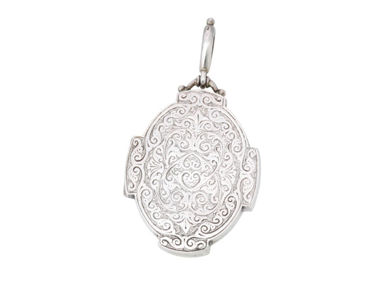 Antique Sterling Silver Large Decorative Locket, 1884