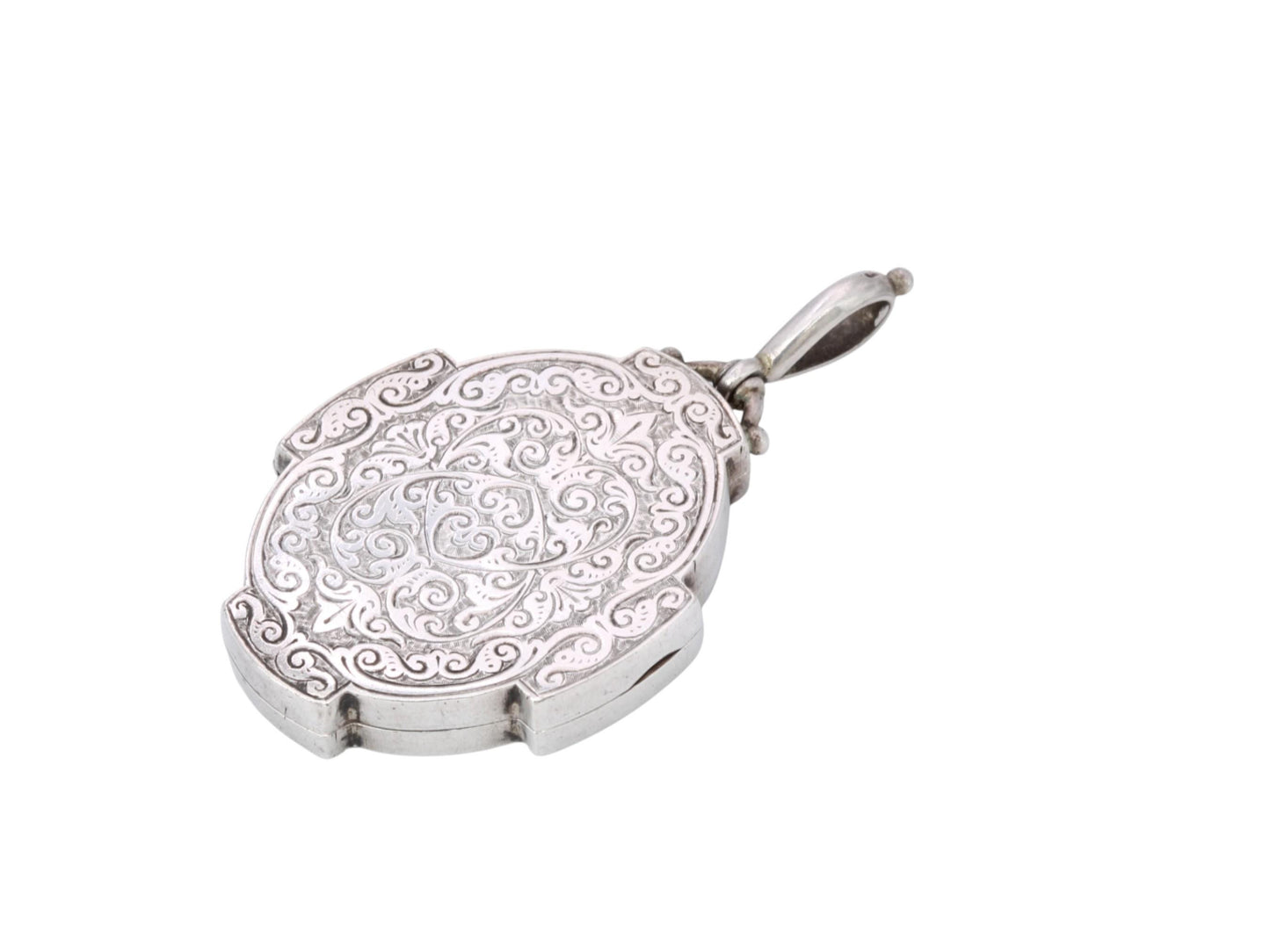 Antique Sterling Silver Large Decorative Locket, 1884