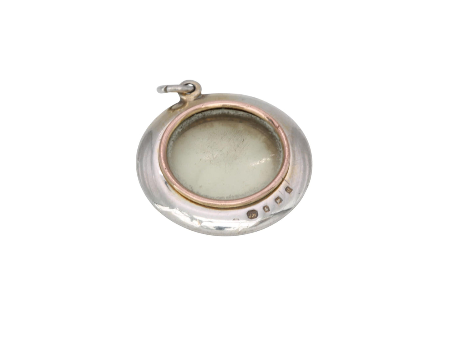 Antique Sterling Silver Red Enamel Pearl Locket Pendant, 1903